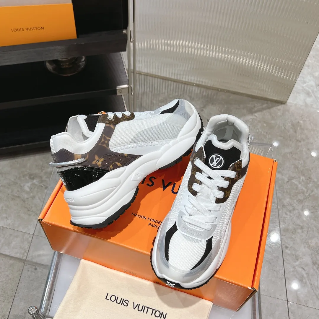 LV Run 55 Sneaker 50mm Brown Black Monogram Polyester Mesh Fabric