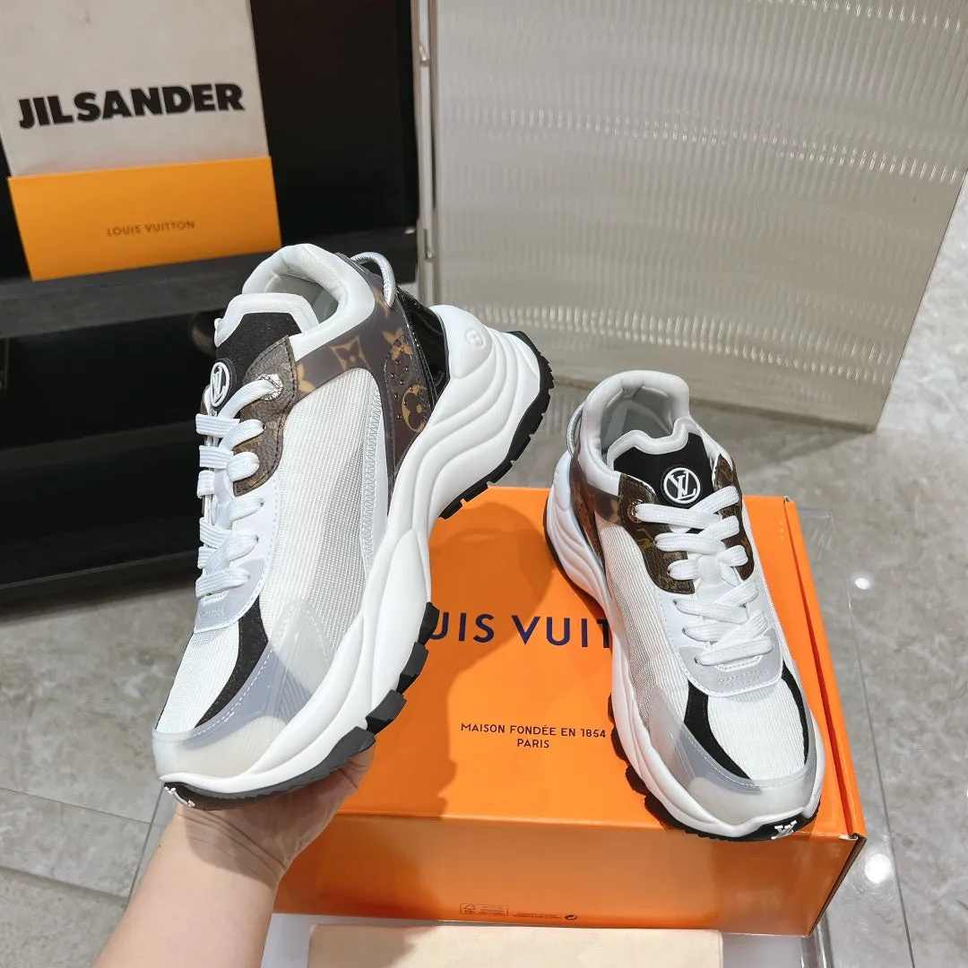 LV Run 55 Sneaker 50mm Brown Black Monogram Polyester Mesh Fabric