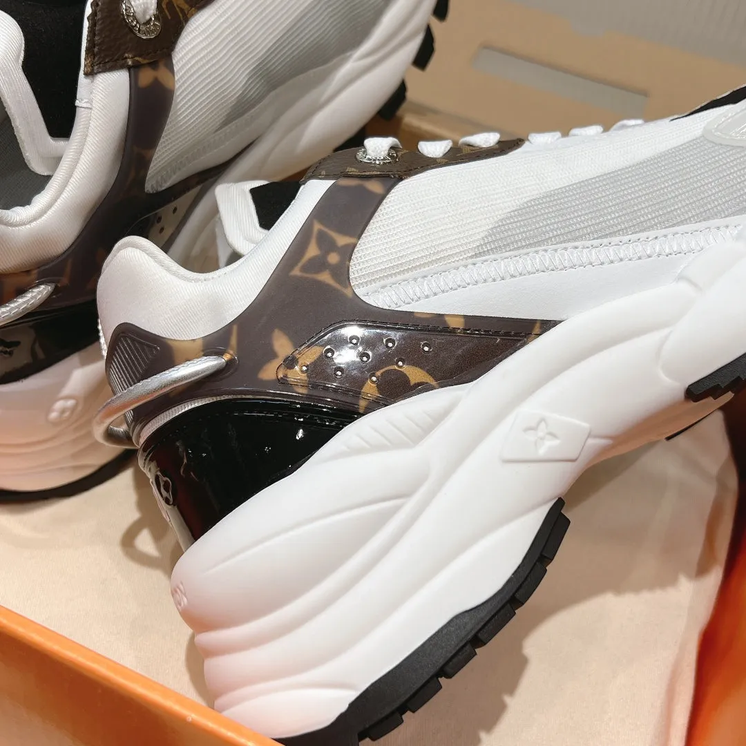 LV Run 55 Sneaker 50mm Brown Black Monogram Polyester Mesh Fabric