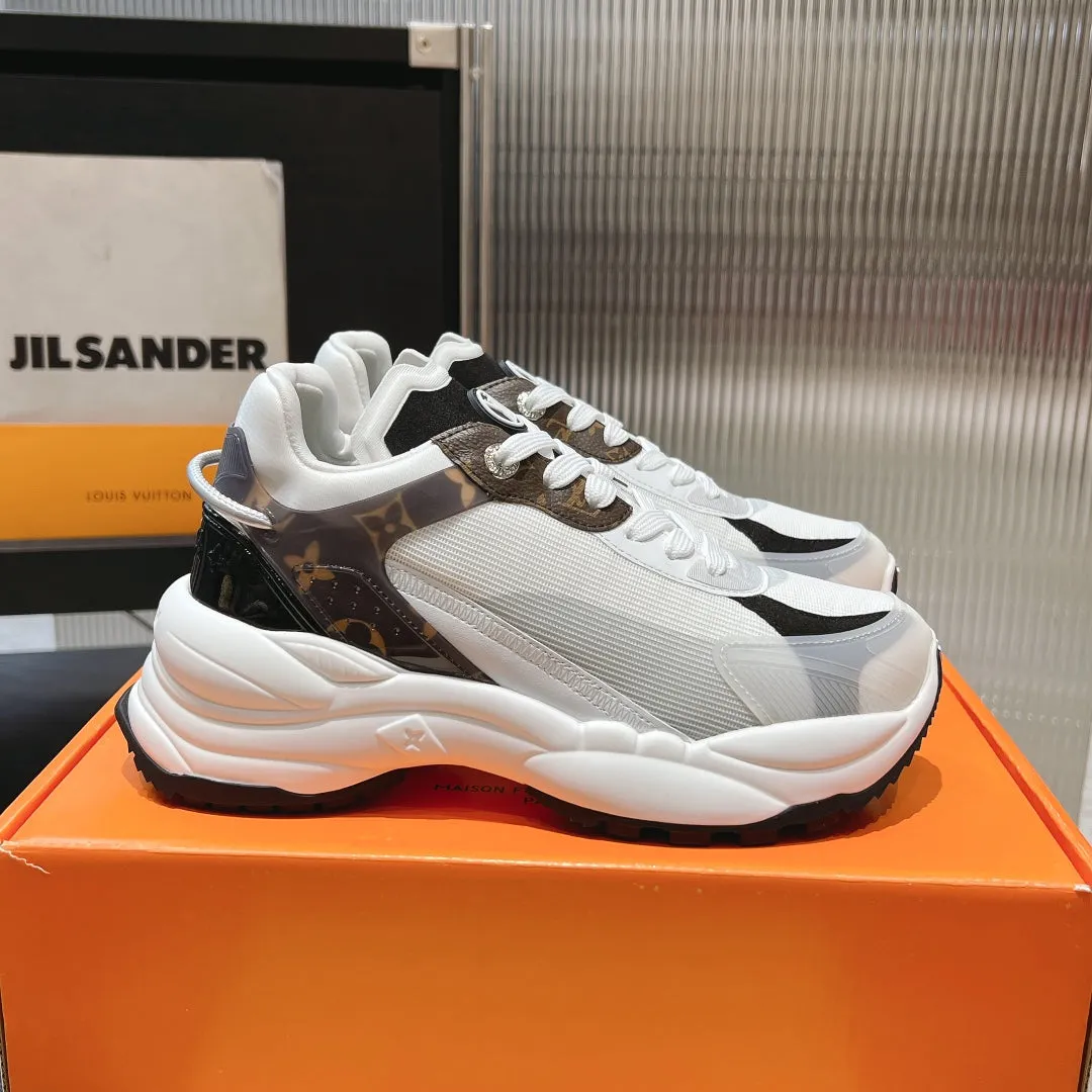 LV Run 55 Sneaker 50mm Brown Black Monogram Polyester Mesh Fabric