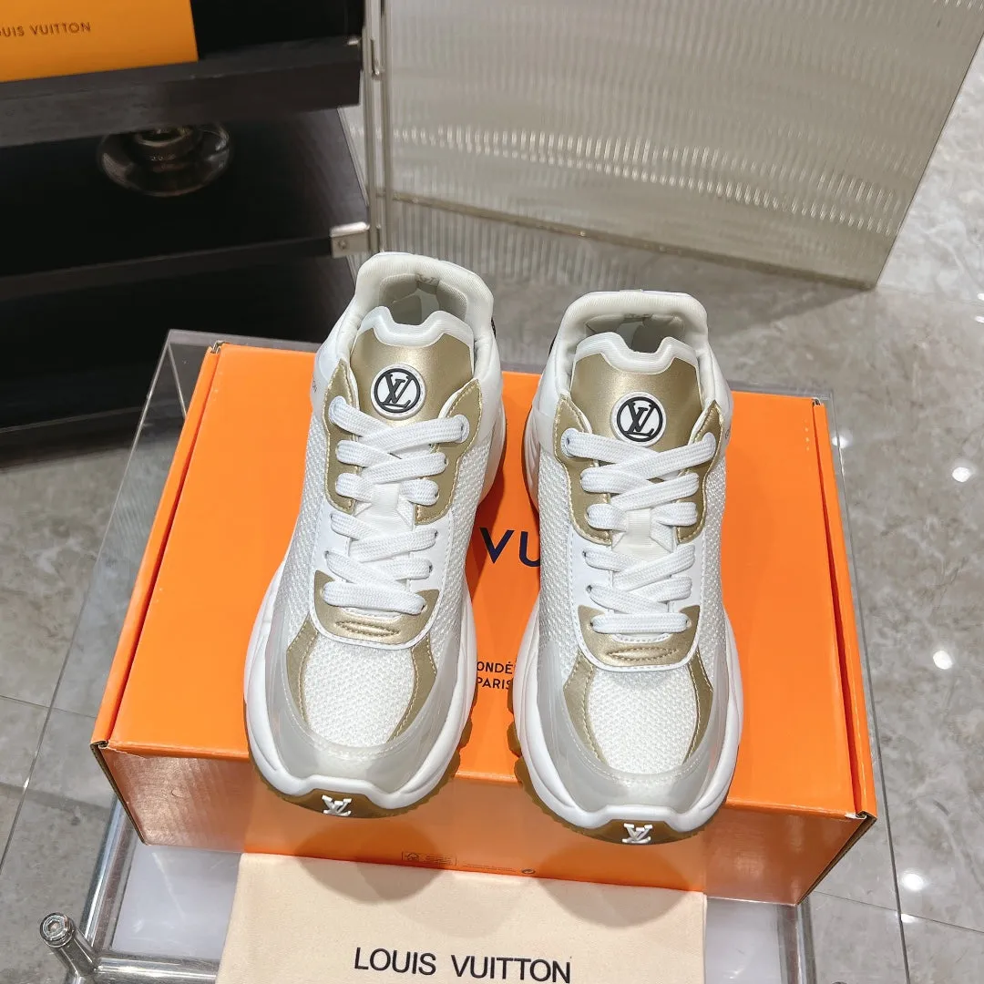 LV Run 55 Sneaker 50mm White Gold Polyester Mesh Fabric
