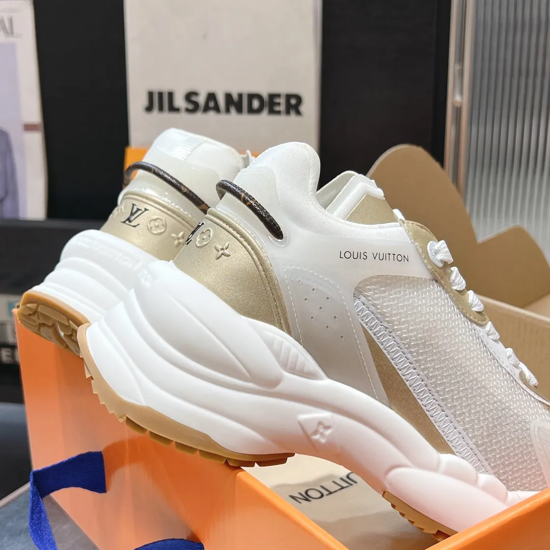 LV Run 55 Sneaker 50mm White Gold Polyester Mesh Fabric