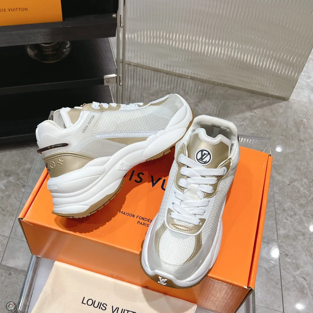 LV Run 55 Sneaker 50mm White Gold Polyester Mesh Fabric