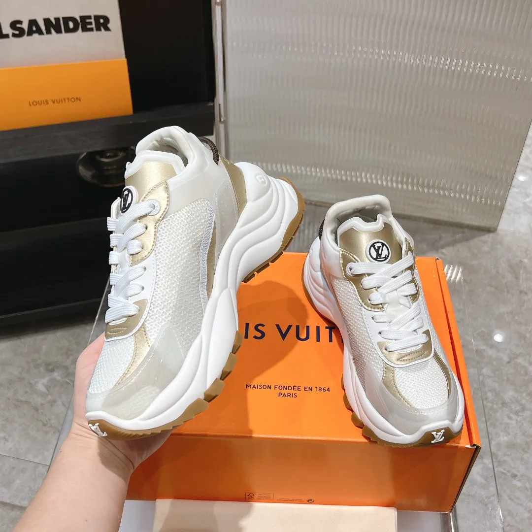 LV Run 55 Sneaker 50mm White Gold Polyester Mesh Fabric