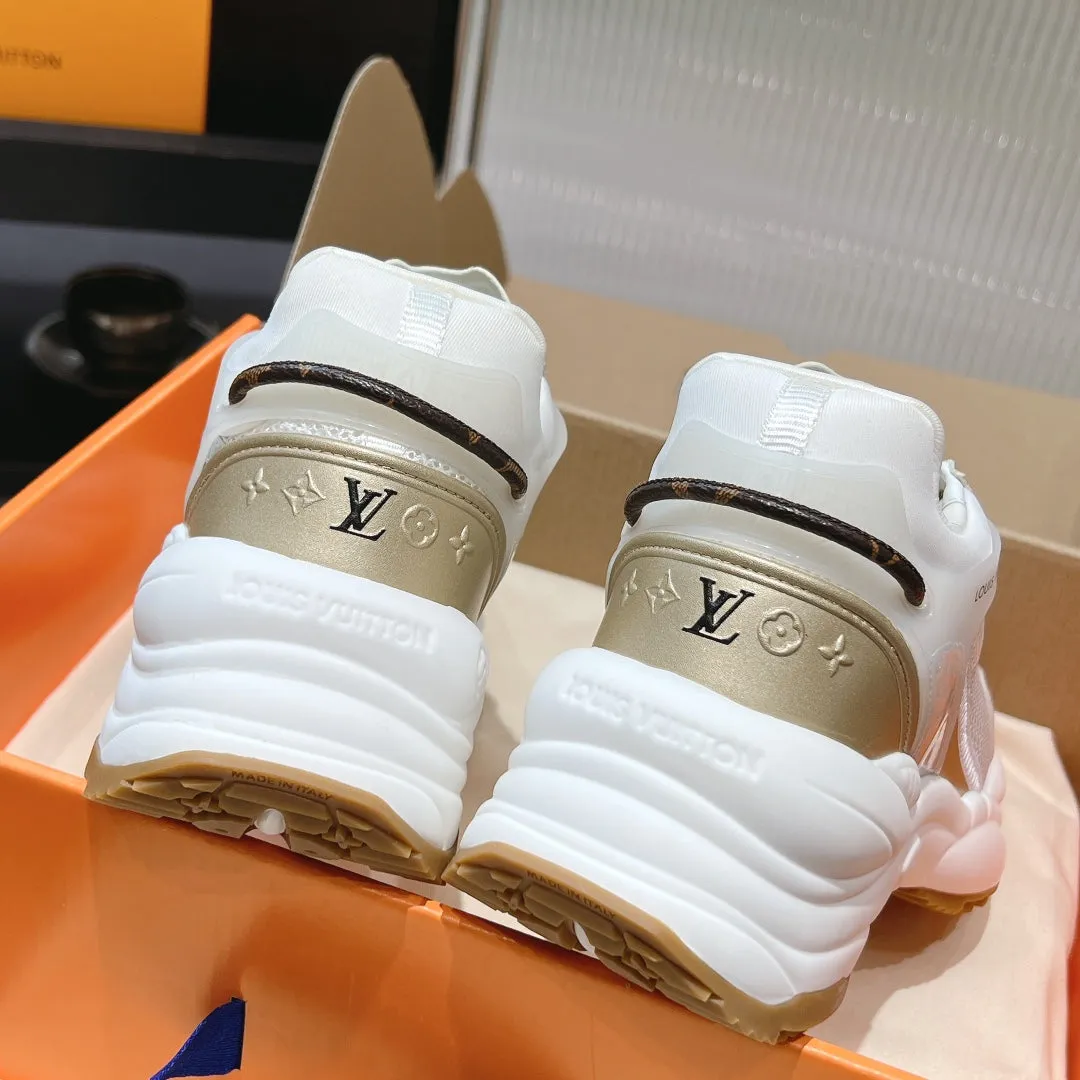 LV Run 55 Sneaker 50mm White Gold Polyester Mesh Fabric