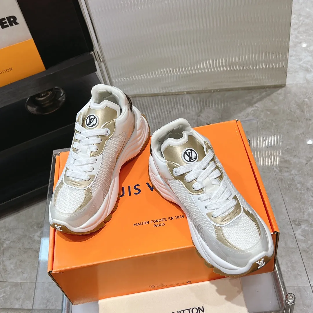 LV Run 55 Sneaker 50mm White Gold Polyester Mesh Fabric