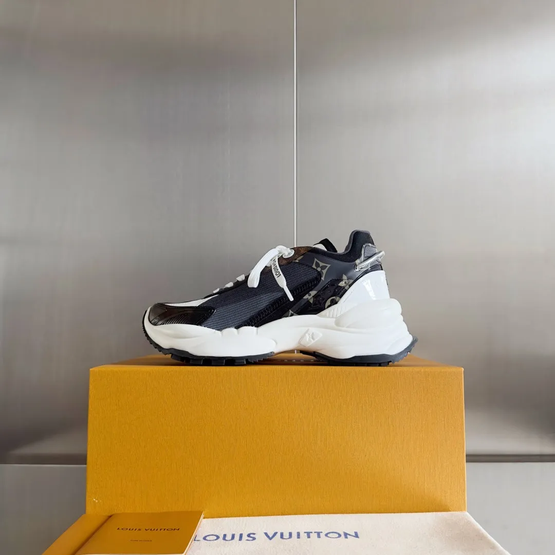 LV Run 55 Sneaker 55mm Black Mix Blue Charcoal Monogram Polyester Mesh Fabric