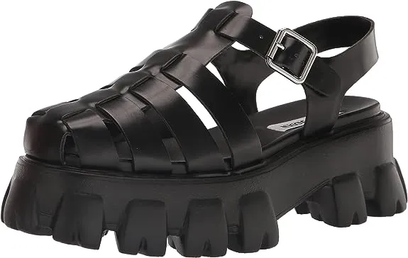 Madden Heel Block Black Ankle Platform Chunky Strap Echo Steve Fisherman Fast dispatch Sandals Worldwide delivery