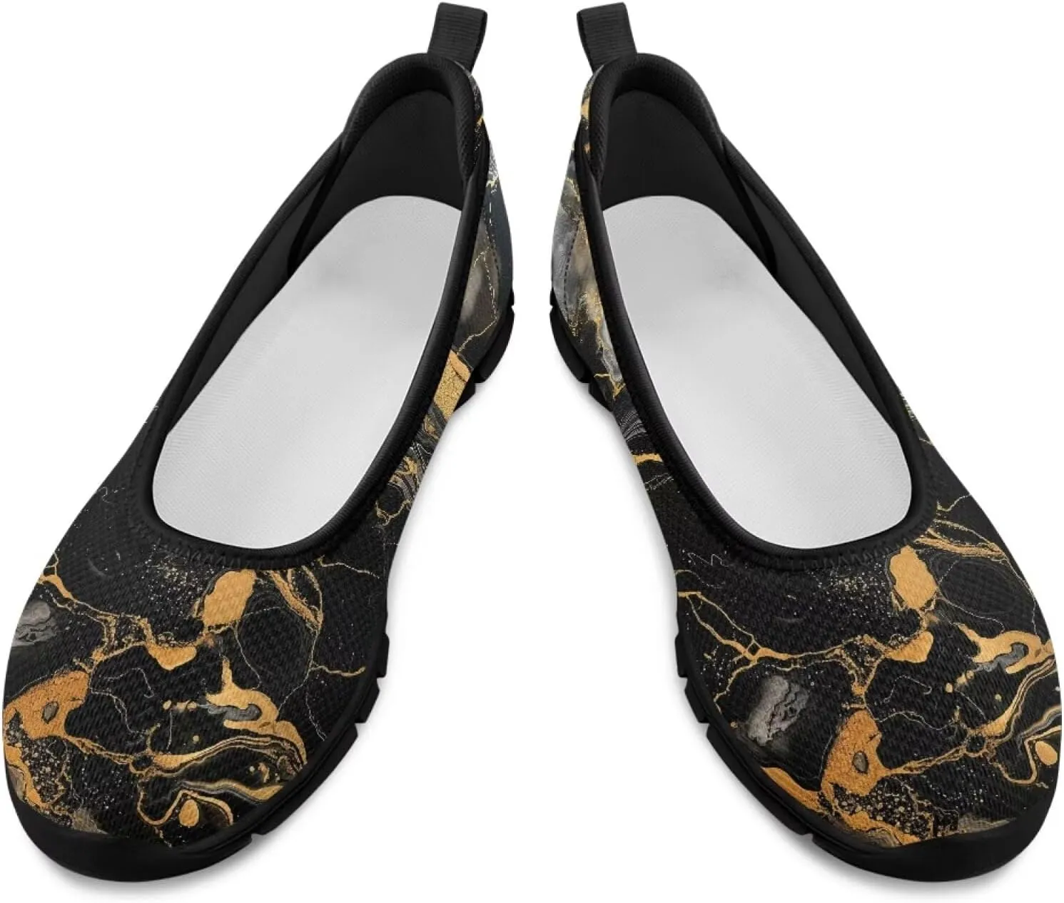 Marble Pattern Shoes for Women Slip On Loafer Flats Mesh Walking Shoes for Nurse Work Ballet Comfortable Lightweight Casual Shoes