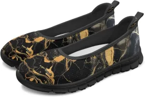 Marble Pattern Shoes for Women Slip On Loafer Flats Mesh Walking Shoes for Nurse Work Ballet Comfortable Lightweight Casual Shoes