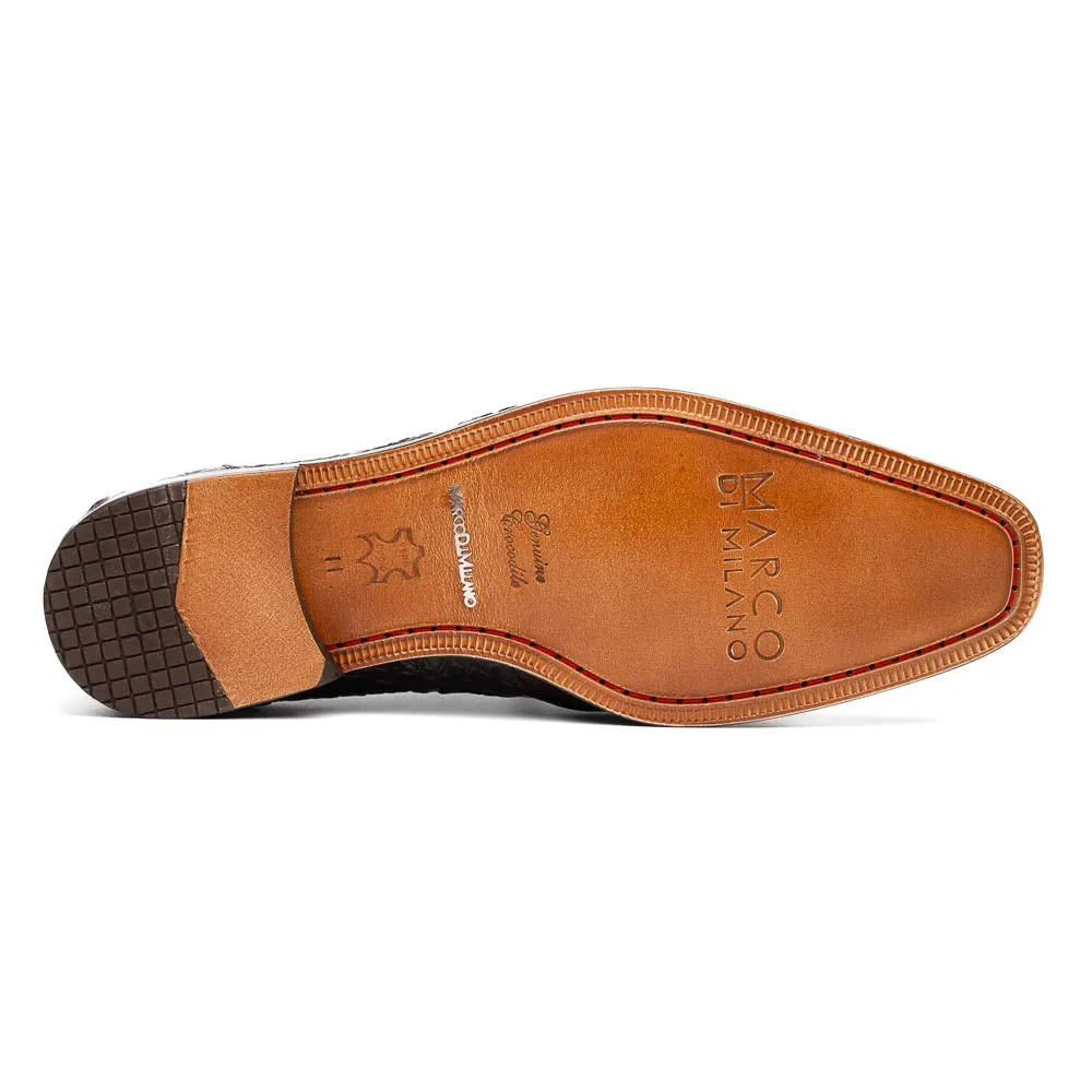Marco Di Milano Lacio in Navy Caiman Crocodile Derby Dress Shoes