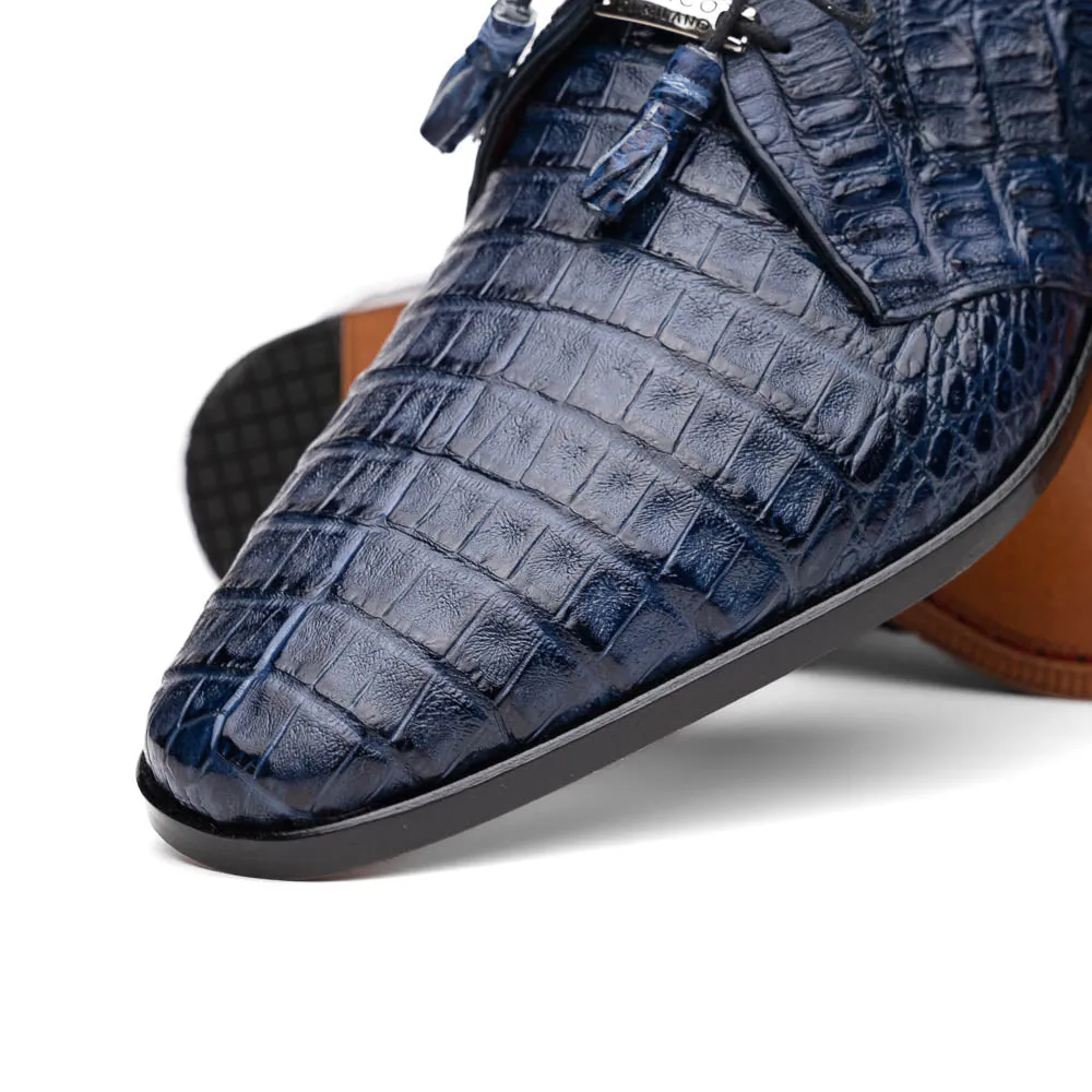 Marco Di Milano Lacio in Navy Caiman Crocodile Derby Dress Shoes