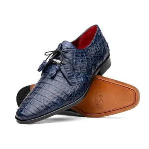 Marco Di Milano Lacio in Navy Caiman Crocodile Derby Dress Shoes