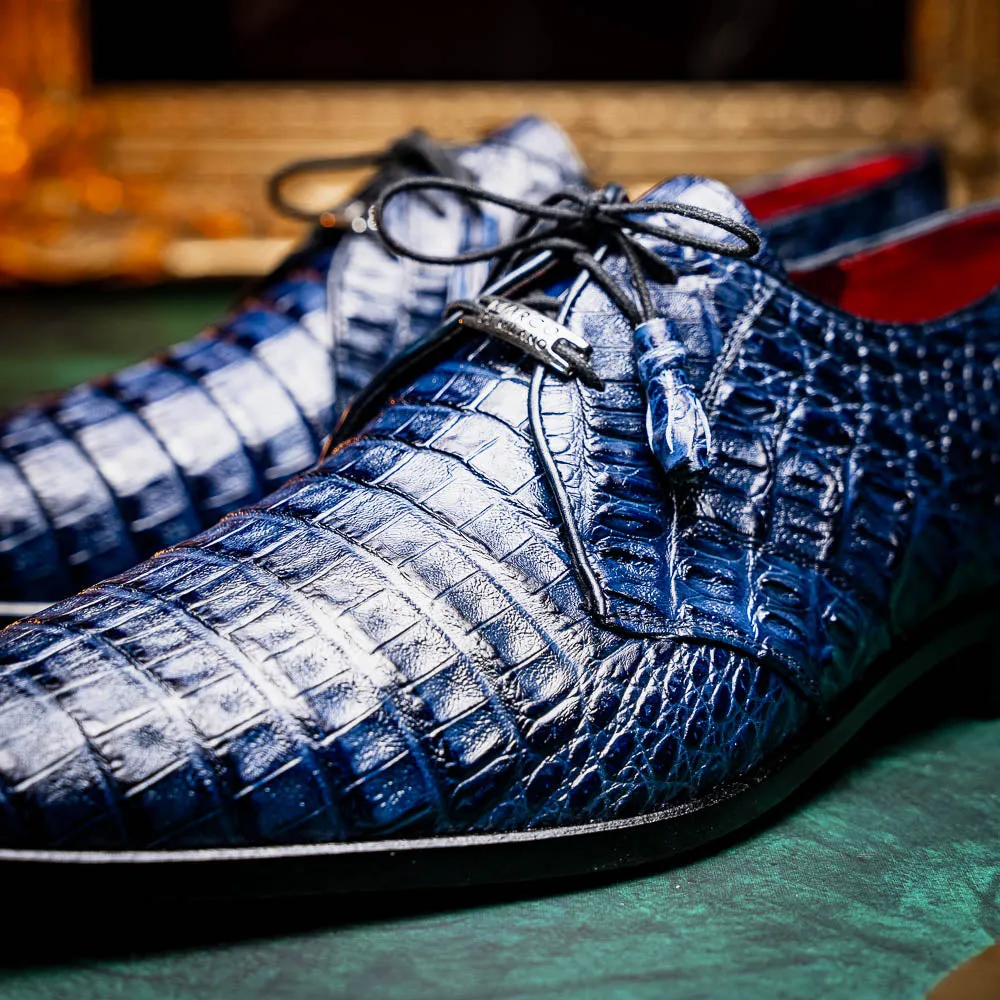 Marco Di Milano Lacio in Navy Caiman Crocodile Derby Dress Shoes