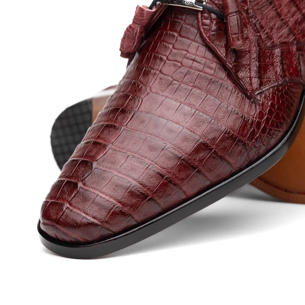 Marco Di Milano Lacio in Wine Caiman Crocodile Derby Dress Shoes