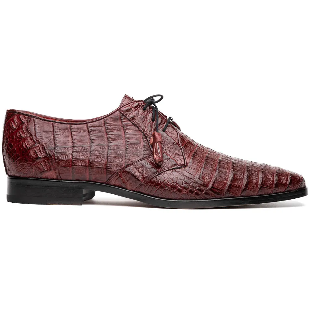 Marco Di Milano Lacio in Wine Caiman Crocodile Derby Dress Shoes