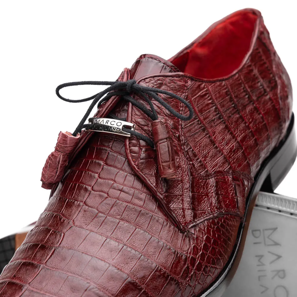 Marco Di Milano Lacio in Wine Caiman Crocodile Derby Dress Shoes