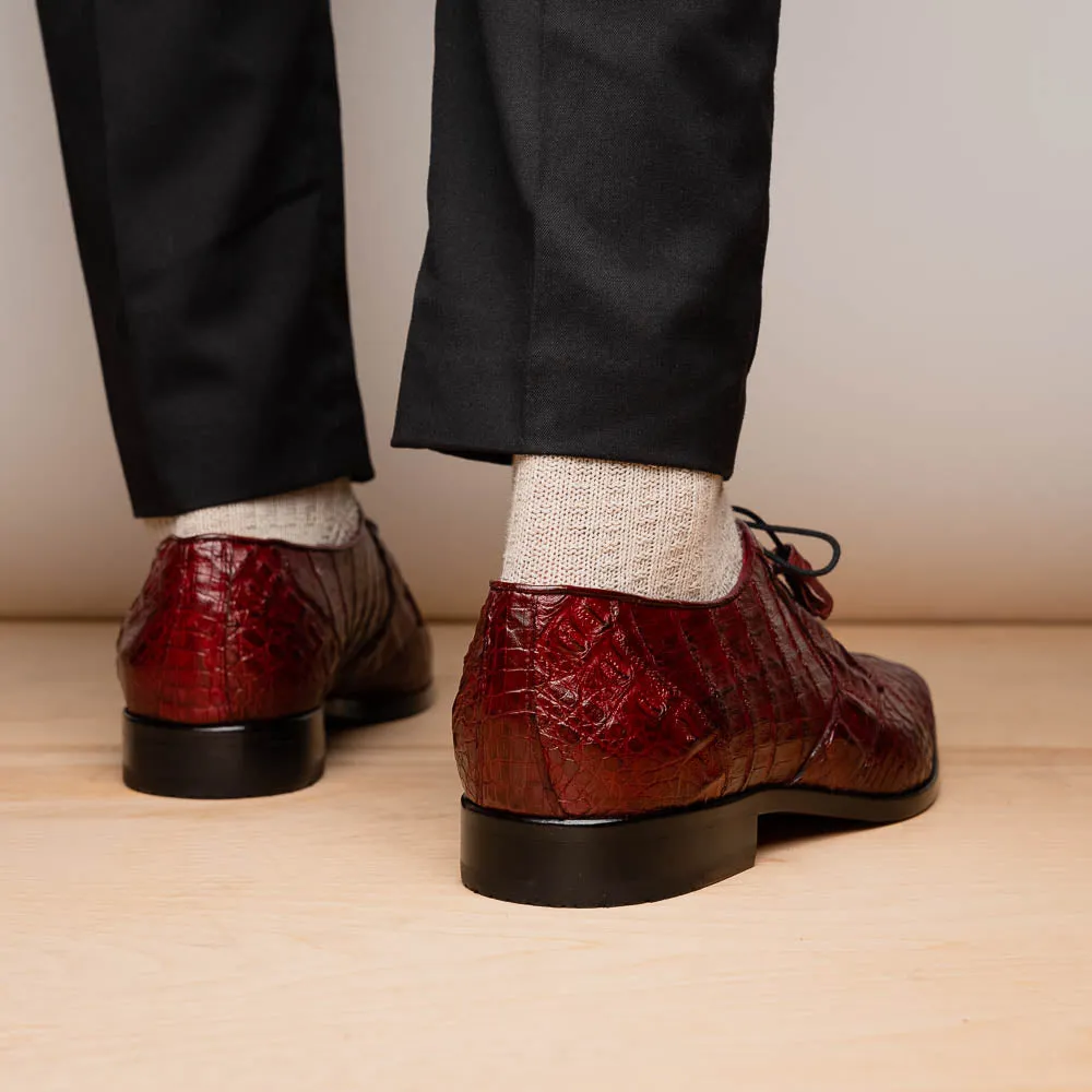 Marco Di Milano Lacio in Wine Caiman Crocodile Derby Dress Shoes