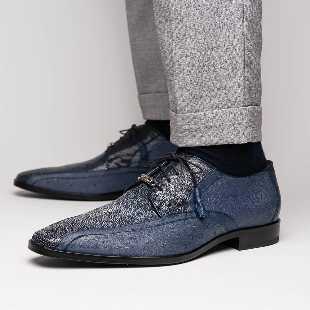 Marco Di Milano Lucca in Navy Ostrich & Stingray Derby Dress Shoes