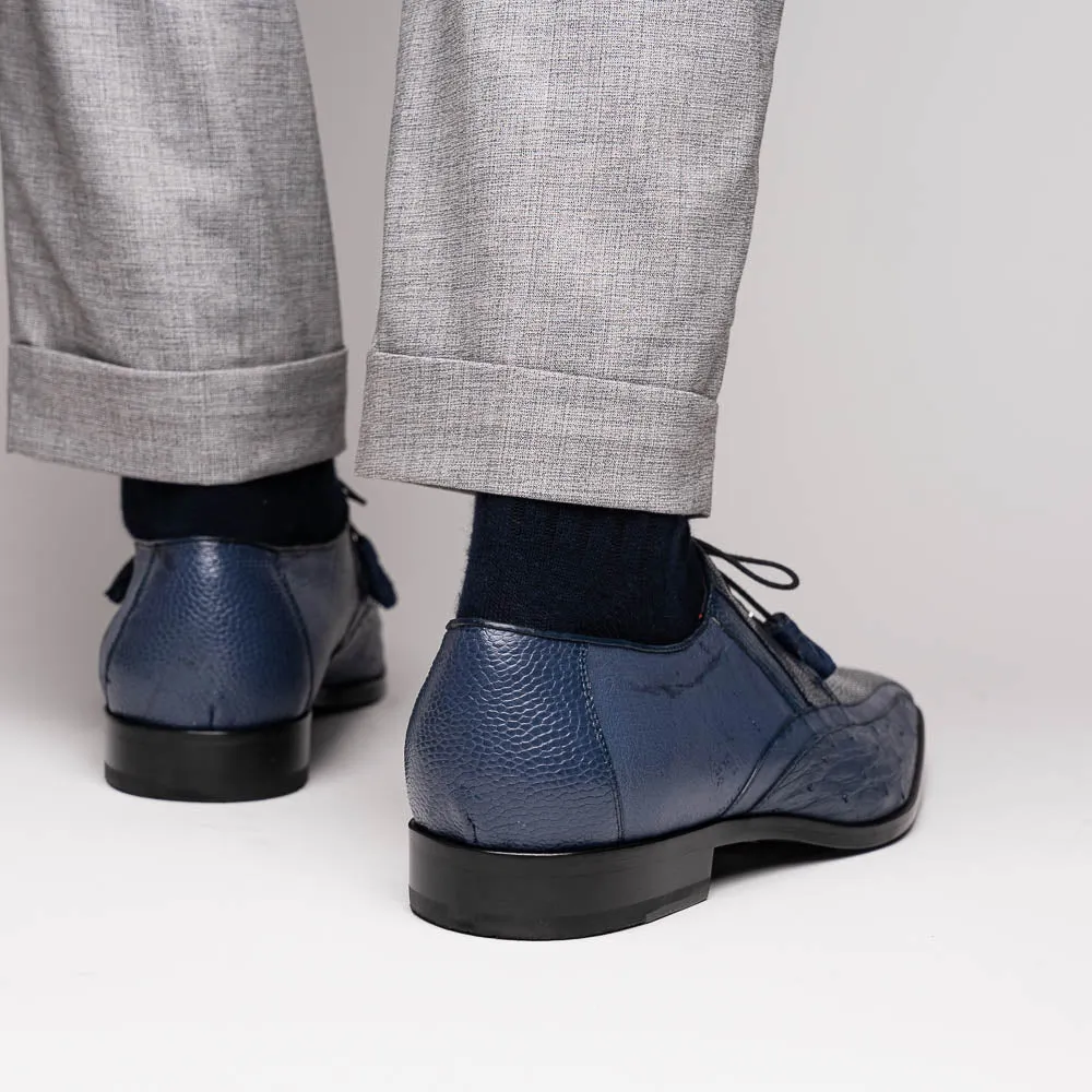 Marco Di Milano Lucca in Navy Ostrich & Stingray Derby Dress Shoes