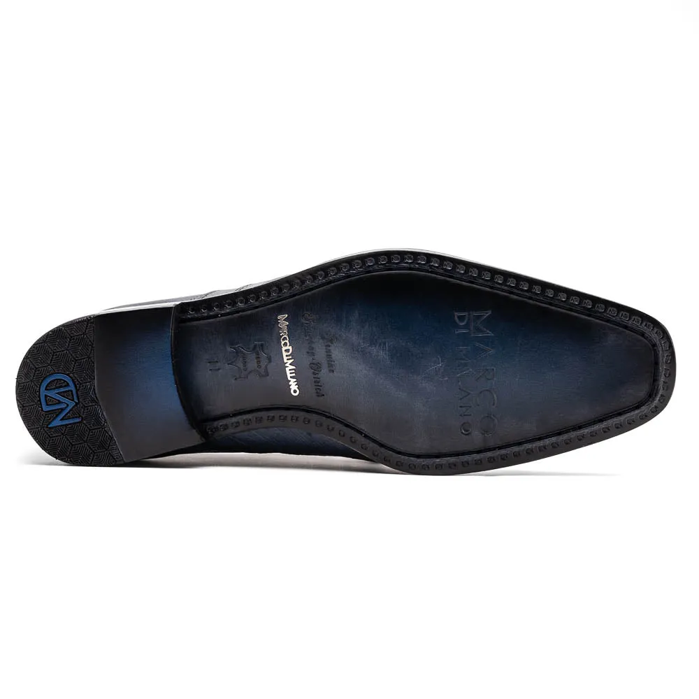 Marco Di Milano Lucca in Navy Ostrich & Stingray Derby Dress Shoes