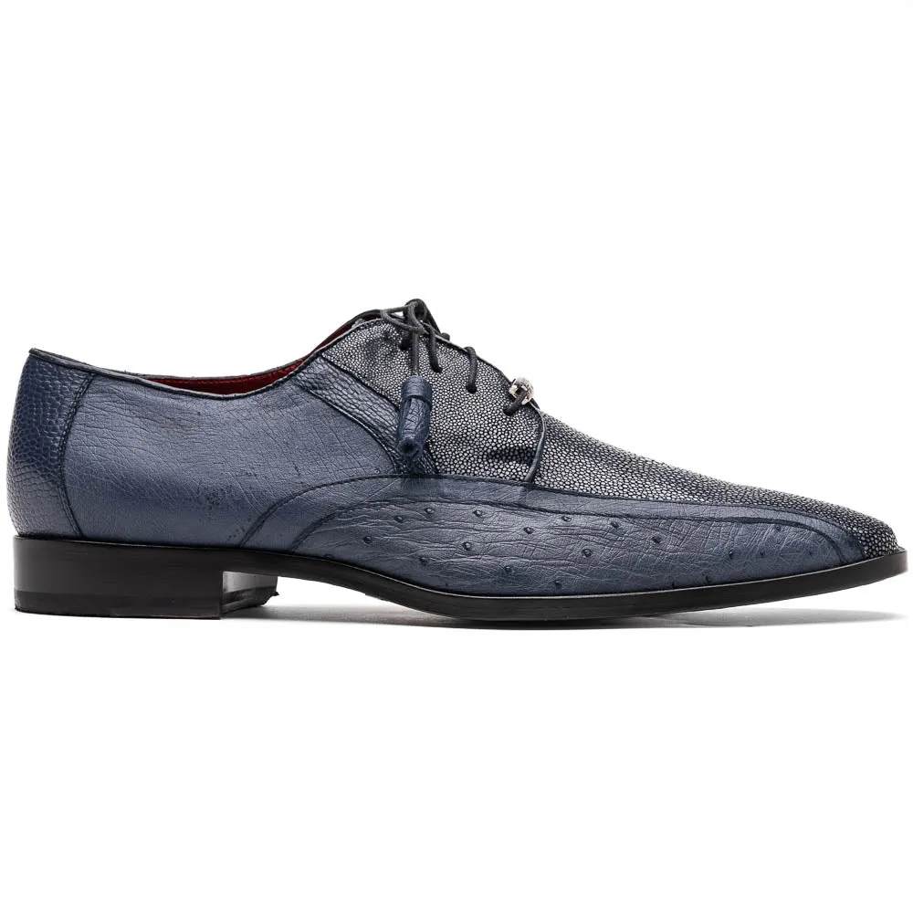 Marco Di Milano Lucca in Navy Ostrich & Stingray Derby Dress Shoes