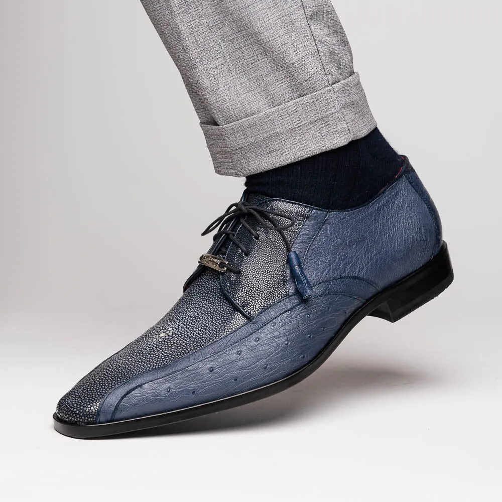 Marco Di Milano Lucca in Navy Ostrich & Stingray Derby Dress Shoes
