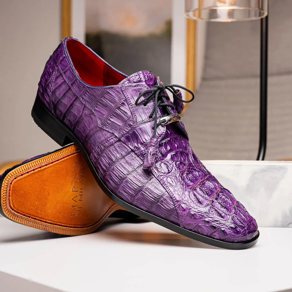 Marco Di Milano Tulum in Purple Caiman Crocodile Derby Shoes