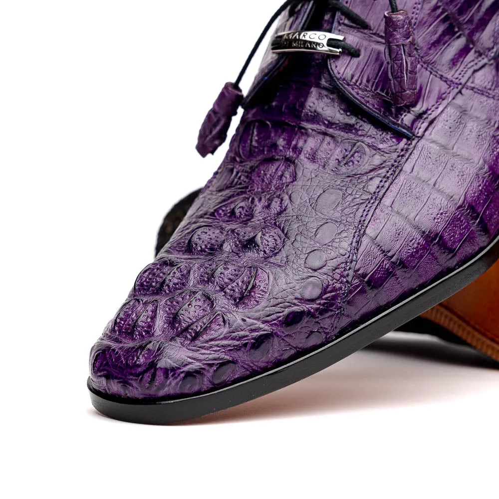 Marco Di Milano Tulum in Purple Caiman Crocodile Derby Shoes