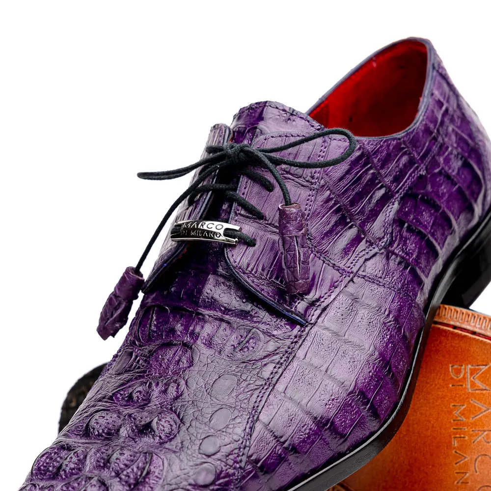 Marco Di Milano Tulum in Purple Caiman Crocodile Derby Shoes