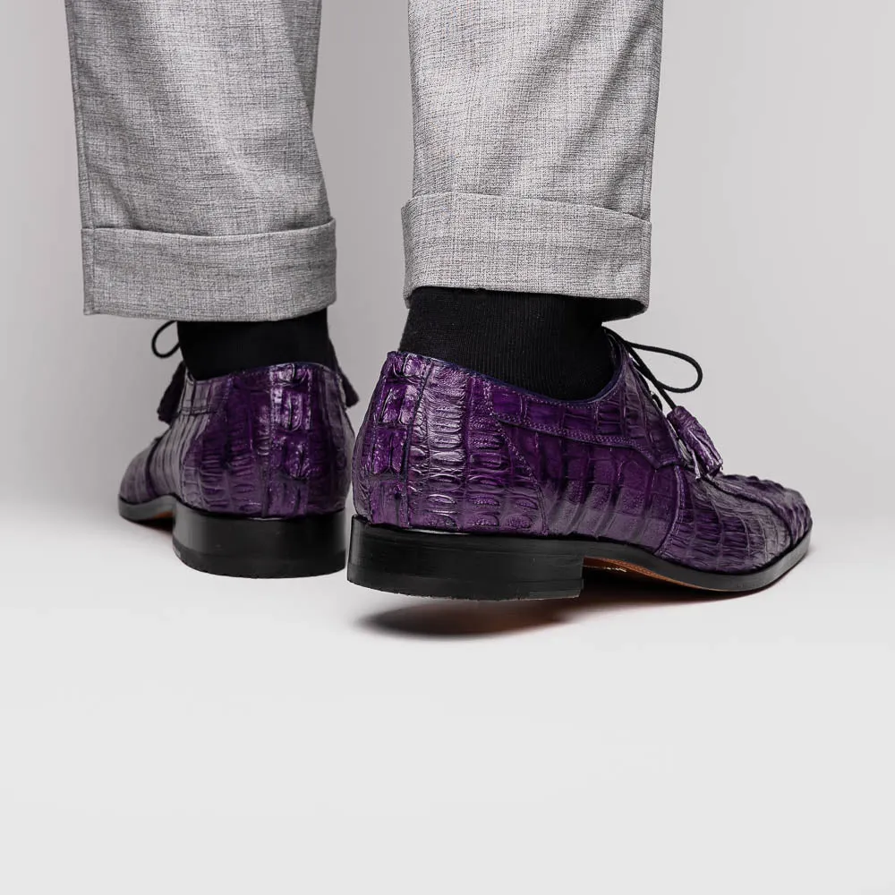 Marco Di Milano Tulum in Purple Caiman Crocodile Derby Shoes