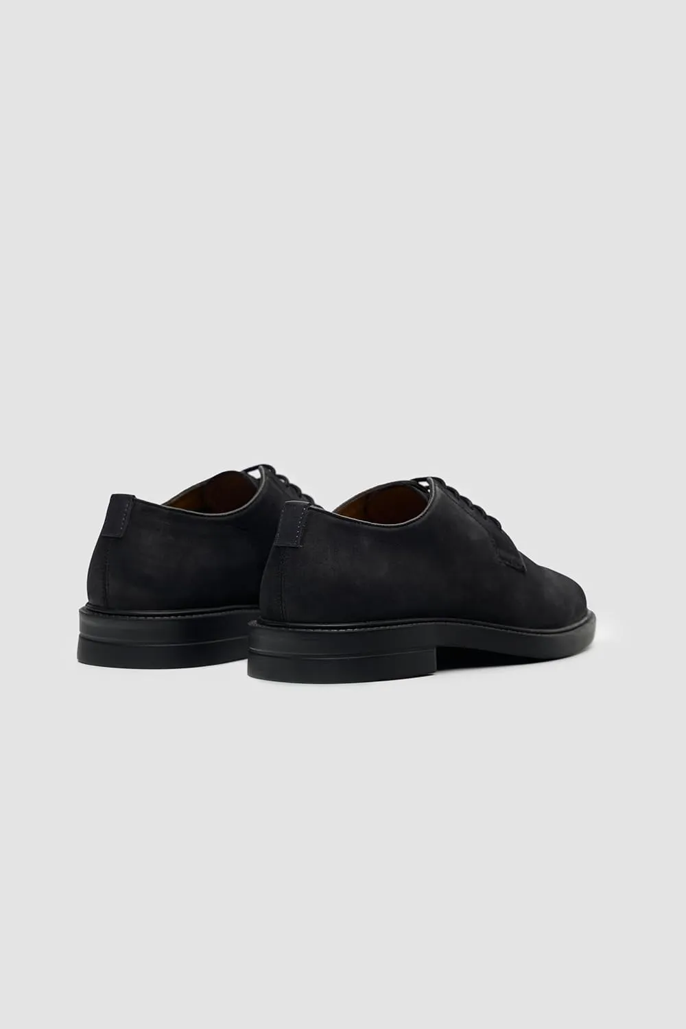 Men’s Black Suede Derby Shoes - Business Wedding Lace Up Plain Toe Dress Shoes