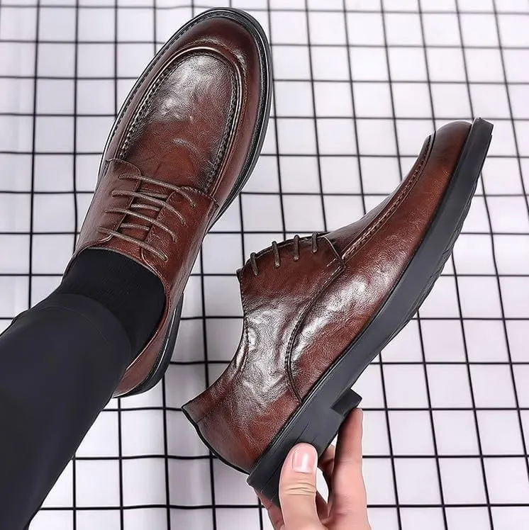 Men's Classic Lace-Up Low Leather Dress Shoes Mens Business Wedding Formal Oxfords