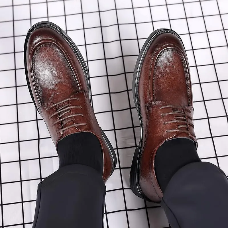 Men's Classic Lace-Up Low Leather Dress Shoes Mens Business Wedding Formal Oxfords