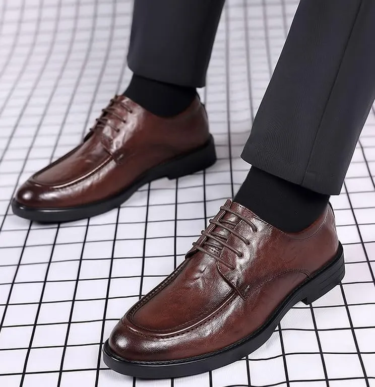 Men's Classic Lace-Up Low Leather Dress Shoes Mens Business Wedding Formal Oxfords