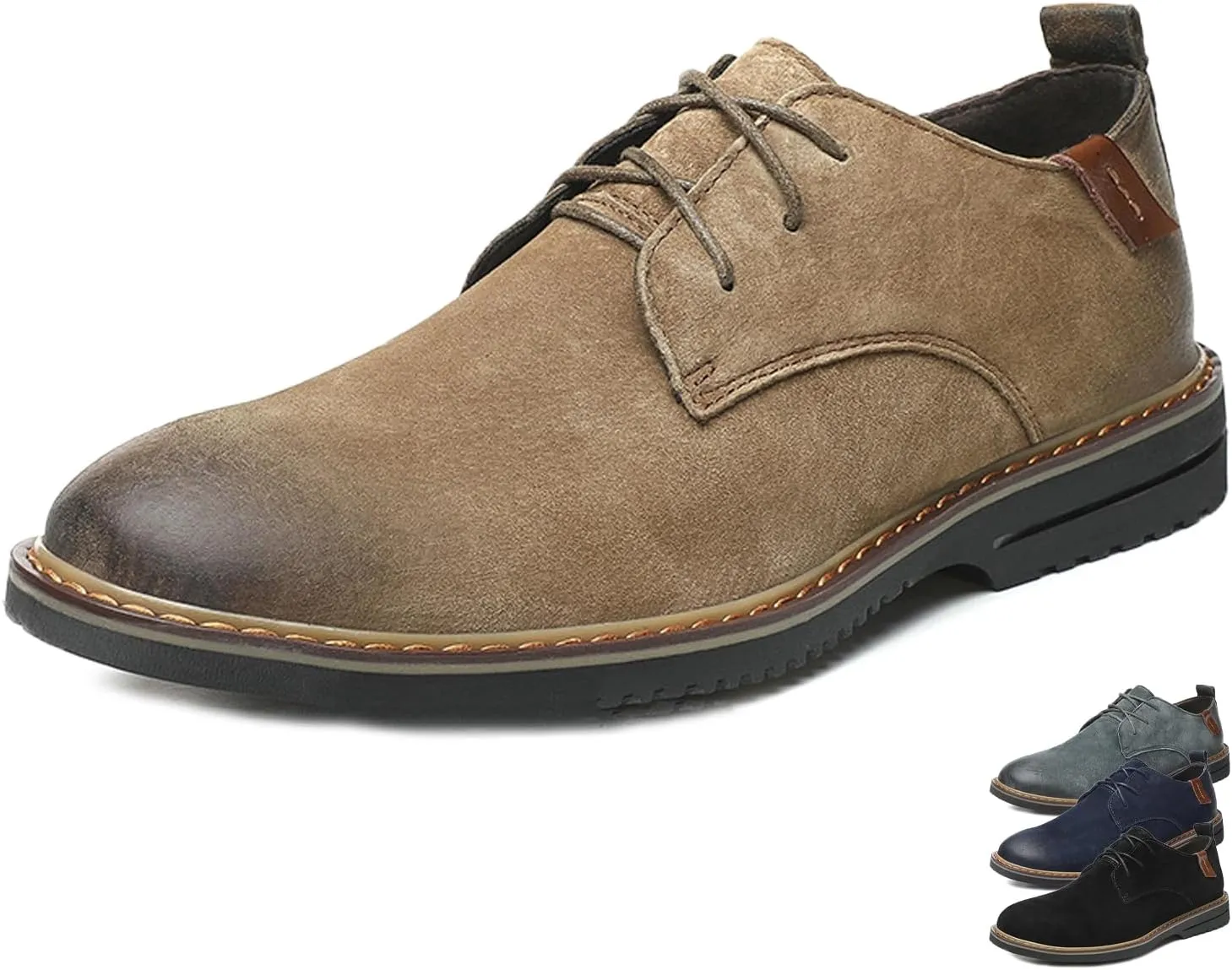 Men's Classic Lace Up Oxfords,Casual Leather Comfort Dress Shoes British Business Wing Tip Non-Slip Formal Shoes