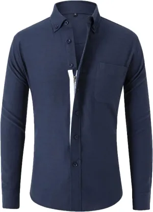 Mens Dress Shirts Slim Fit Long Sleeve Cotton Button Down T-Shirts Causal Fashion Solid Business Collared Shirts Tops