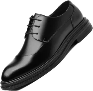 Men's Genuine Leather Platform Slip-On Oxfords Office Working Shoes Business Formal Wedding Party Shoes Flat Penny Derby for Dating Business Party