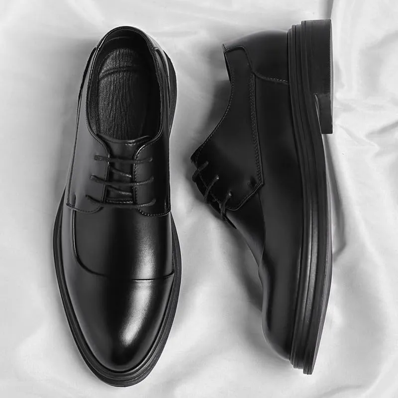 Men's Genuine Leather Platform Slip-On Oxfords Office Working Shoes Business Formal Wedding Party Shoes Flat Penny Derby for Dating Business Party