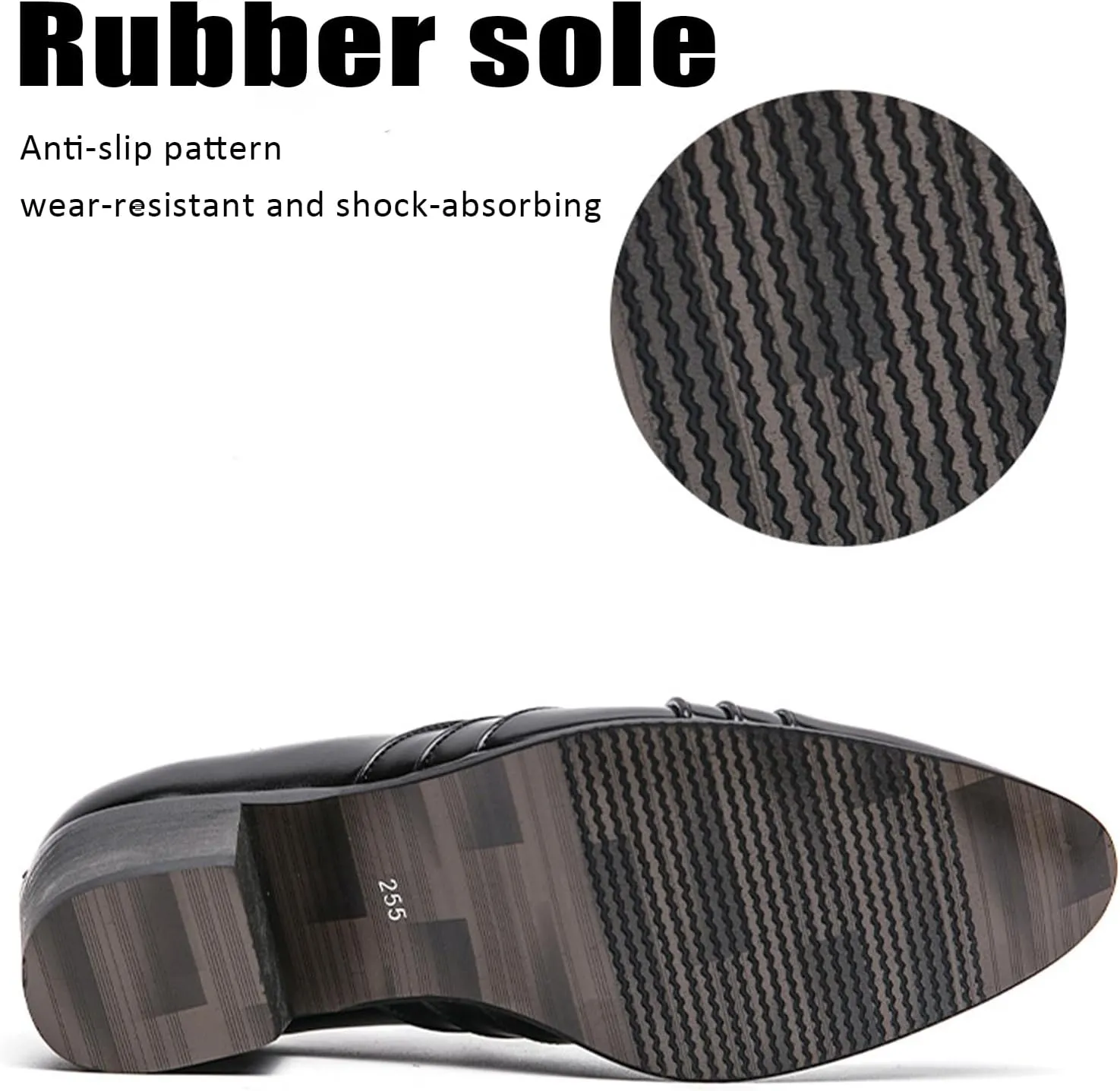 Men's Leather Pointed Toe Block Heels Slip-on Oxford Shoes Comfort Medium Chunky Heels Retro Low Top Dress Prom Shoes for Wedding Business Work Dating