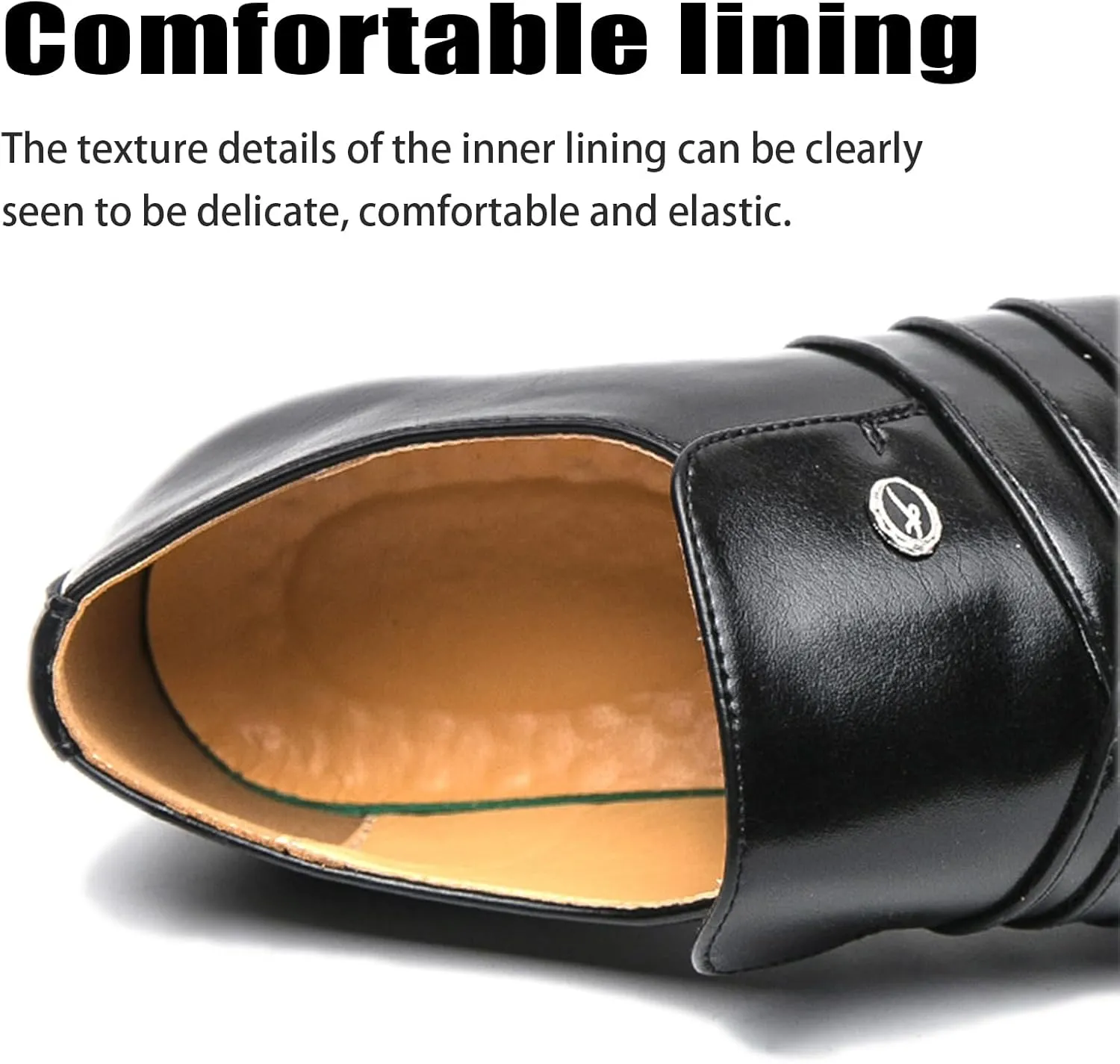 Men's Leather Pointed Toe Block Heels Slip-on Oxford Shoes Comfort Medium Chunky Heels Retro Low Top Dress Prom Shoes for Wedding Business Work Dating