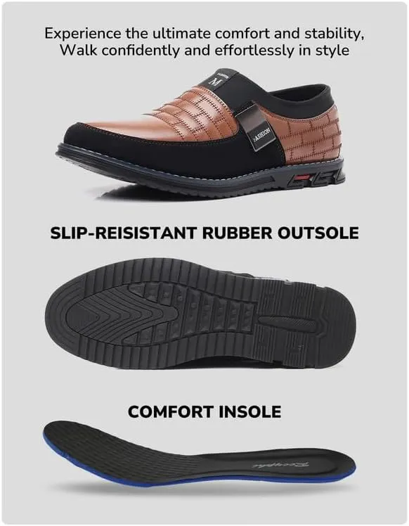 Men’s Oxford No-Stripe Orthopedic Leather Shoes Derby Formal Business Dress Sneakers Casual Walking Driving Slip-on Loafers