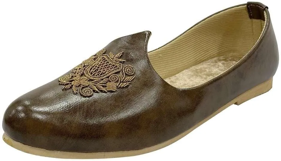 Men's Punjabi Jutti Cream Loafers Slip On Flats Shoes Ethnic Handmade Sherwani Mojari Indian Juti