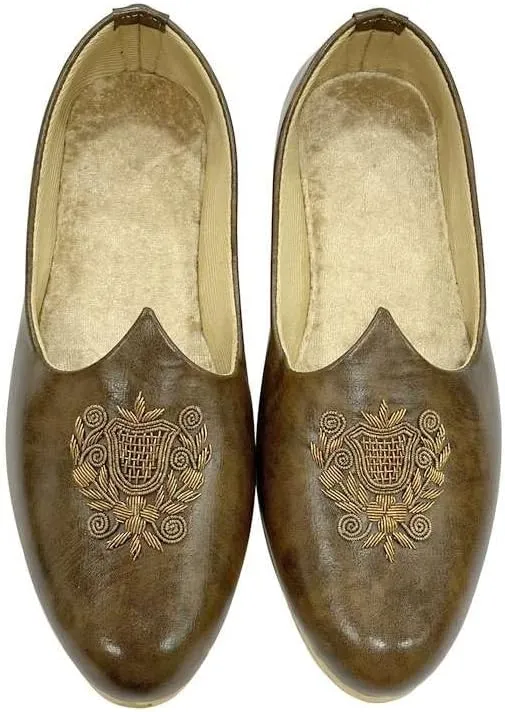 Men's Punjabi Jutti Cream Loafers Slip On Flats Shoes Ethnic Handmade Sherwani Mojari Indian Juti