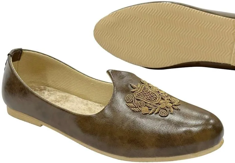 Men's Punjabi Jutti Cream Loafers Slip On Flats Shoes Ethnic Handmade Sherwani Mojari Indian Juti