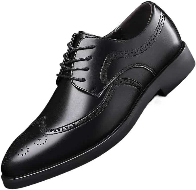 Men's Waterproof Oxford Dress Shoes with Soft Leather Upper and Padded Collar, Ideal for Rainy Days and Professional Environments