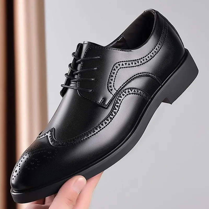 Men's Waterproof Oxford Dress Shoes with Soft Leather Upper and Padded Collar, Ideal for Rainy Days and Professional Environments