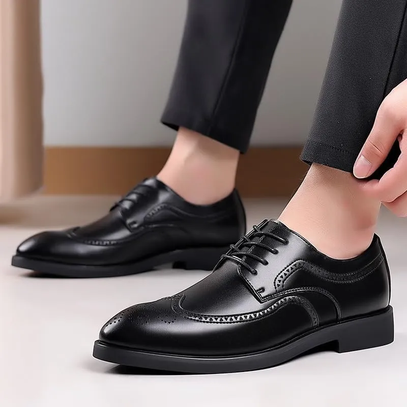 Men's Waterproof Oxford Dress Shoes with Soft Leather Upper and Padded Collar, Ideal for Rainy Days and Professional Environments
