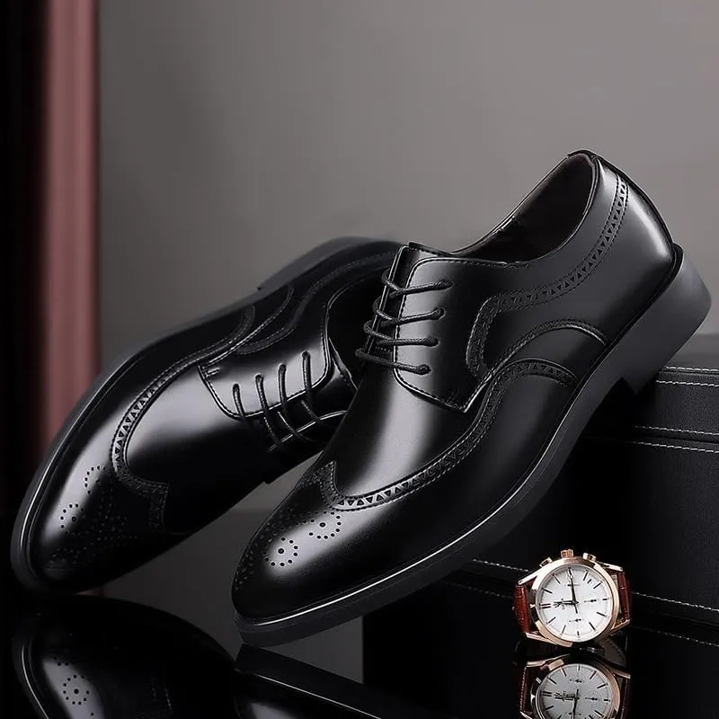 Men's Waterproof Oxford Dress Shoes with Soft Leather Upper and Padded Collar, Ideal for Rainy Days and Professional Environments
