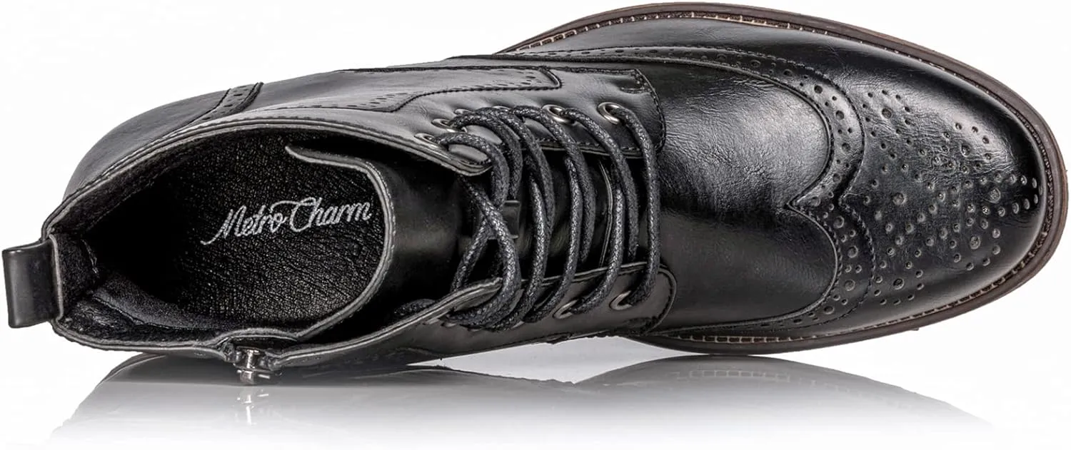 Metrocharm MC309 Men's Lace Up Wing Tip Dress Casual Fashion Oxford Boot